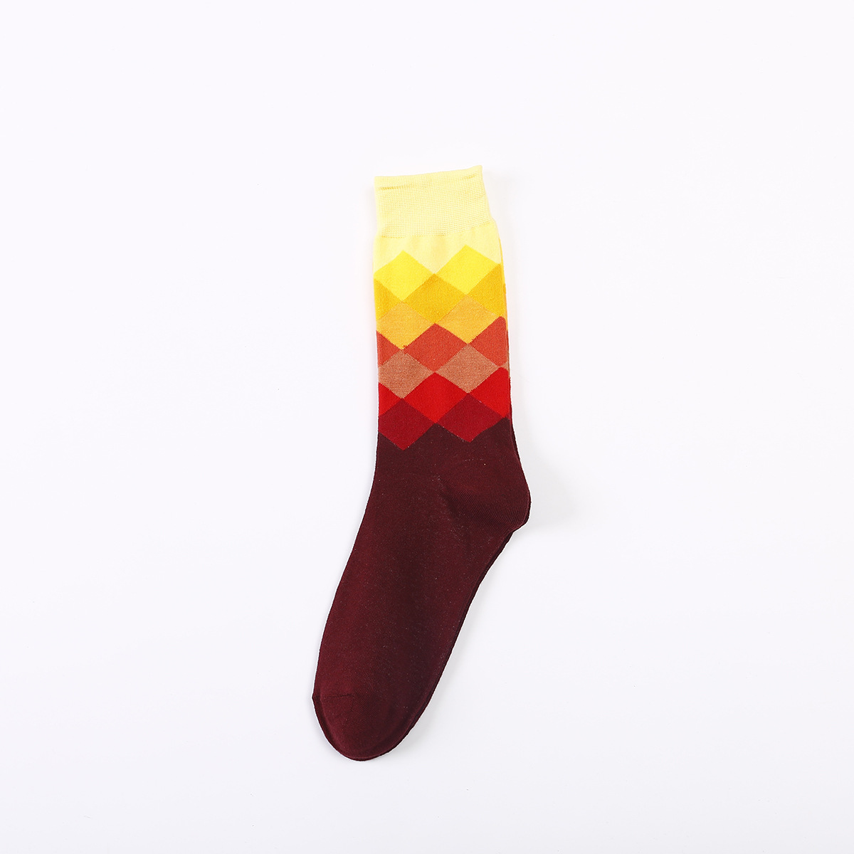 Simple Colorful Gradient Color Diamond Lattice Series Male And Female Couple In Tube Socks Hot